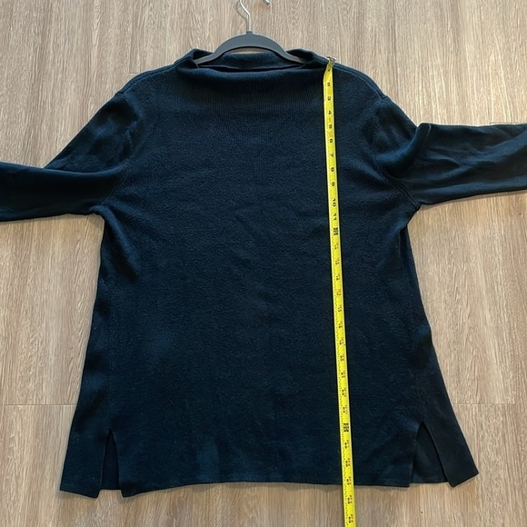 J. Jill Women’s Silk Wool Blend Sweater Medium Black Mock Neck Quiet Luxury - Picture 12 of 13